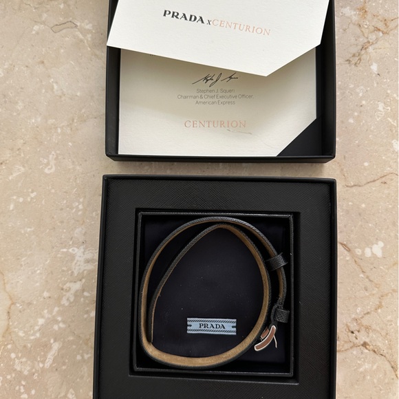 Prada Centurion AMEX (black card) Black Leather Bracelet , unworn - Picture 1 of 3